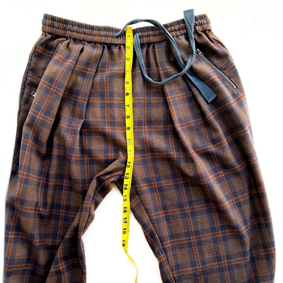 Free People Pants - free people brown tartan plaid relaxed fit pants w/zipper pockets